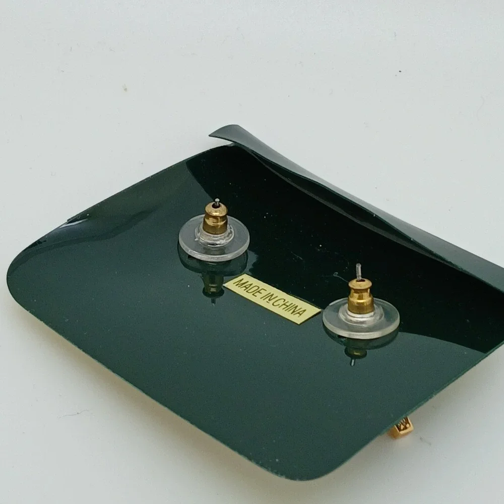 JANKUO Vintage 1990s Gold Tone Cubic Zirconia CZ Bar Drop Earrings Rare New - Picture 14 of 16